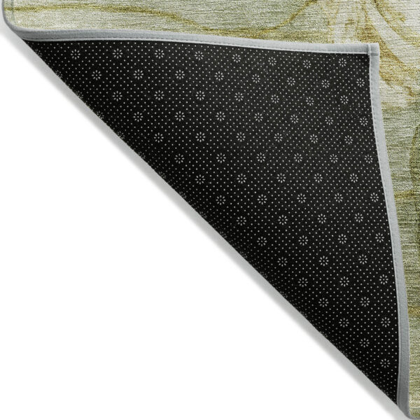 5' X 8' Sage Fern Green And Ivory Floral Washable Indoor Outdoor Area Rug