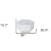 35" White And Gold Faux Marble Hexagon Drum Coffee Table