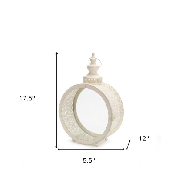 18" Beige Flameless Floor Lantern Candle Holder
