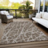 10' X 14' Brown Abstract Washable Non Skid Indoor Outdoor Area Rug