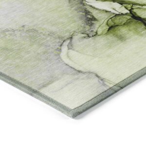 8' Round Green Round Abstract Washable Non Skid Indoor Outdoor Area Rug