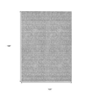 10' X 14' Gray Silver And Ivory Floral Washable Indoor Outdoor Area Rug