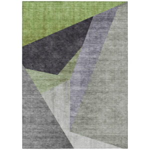 10' X 14' Sage Green And Charcoal Abstract Washable Indoor Outdoor Area Rug