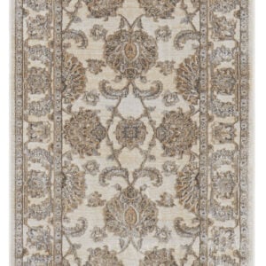 8' Brown and Ivory Oriental Power Loom Distressed Runner Rug