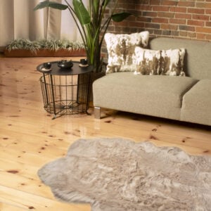 4' X 6' Taupe Faux Fur Washable Non Skid Area Rug