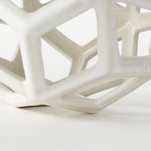 White Crackle Glaze Ceramic Geometric Sculpture