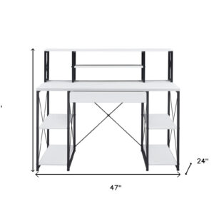 47" White and Black Computer Desk