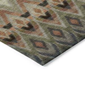 3' X 5' Taupe Olive Green And Beige Southwestern Washable Indoor Outdoor Area Rug
