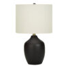 22" Black Ceramic Urn Table Lamp With Ivory Drum Shade