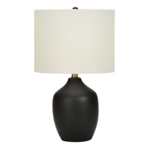 22" Black Ceramic Urn Table Lamp With Ivory Drum Shade