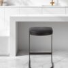 29" Black Faux Leather and Metal Backless Bar Chair
