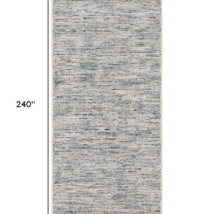 20' Blue and Ivory Wool Hand Loomed Runner Rug