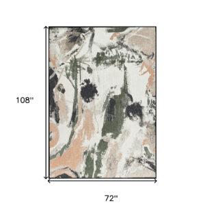 7' x 9' Gray and Orange Abstract Non Skid Area Rug