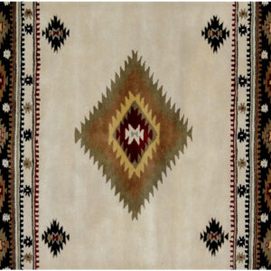 5' x 8' Ivory and Black Southwestern Hand Tufted Non Skid Area Rug