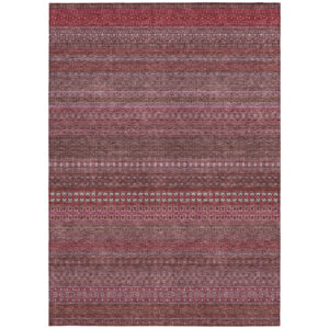 9' X 12' Merlot Striped Washable Non Skid Indoor Outdoor Area Rug