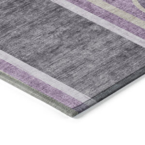 2' X 3' Purple and Black Abstract Washable Indoor Outdoor Area Rug