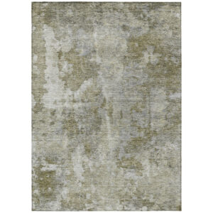 9' X 12' Green Abstract Washable Non Skid Indoor Outdoor Area Rug