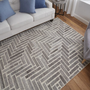 2' X 3' Taupe Gray And Tan Wool Geometric Tufted Handmade Area Rug