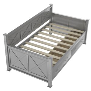 Gray Wood Twin Bed Frame