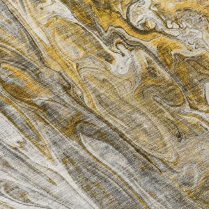 8' Brown Taupe And Gold Round Abstract Washable Indoor Outdoor Area Rug