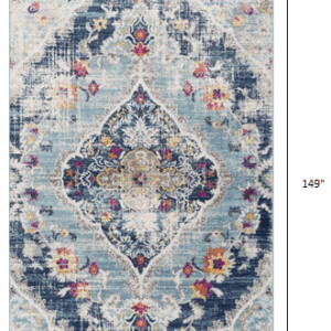 9’ x 13’ Blue Distressed Medallion Area Rug