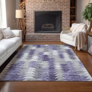 8' X 10' Purple Lavender And Gray Geometric Washable Indoor Outdoor Area Rug