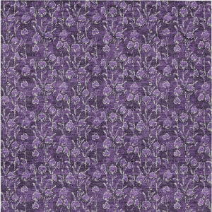 3' X 5' Purple Eggplant And Ivory Floral Washable Indoor Outdoor Area Rug