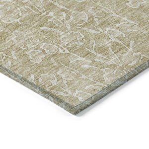 5' X 8' Beige And Ivory Floral Washable Indoor Outdoor Area Rug