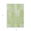 3' X 5' Artichoke Green And Mint Green Striped Washable Indoor Outdoor Area Rug