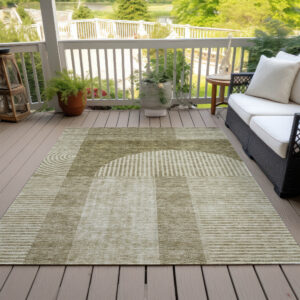 3' X 5' Taupe Beige And Tan Geometric Washable Indoor Outdoor Area Rug
