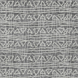 8' X 10' Charcoal Gray And Ivory Geometric Washable Indoor Outdoor Area Rug