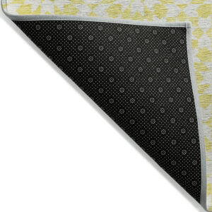 8' Yellow Ivory And Gray Round Floral Medallion Washable Indoor Outdoor Area Rug
