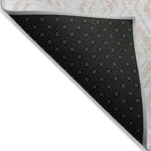 5' X 8' Pink And Ivory Geometric Washable Indoor Outdoor Area Rug