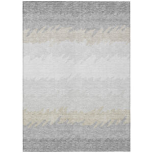 3' X 5' Silver Gray And Beige Striped Washable Indoor Outdoor Area Rug