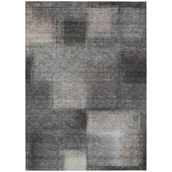5' X 8' Charcoal Gray And Silver Abstract Washable Indoor Outdoor Area Rug