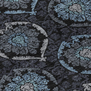 10' X 14' Blue Charcoal And Gray Medallion Washable Indoor Outdoor Area Rug