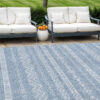 10' X 14' Blue And Denim Blue Southwestern Washable Indoor Outdoor Area Rug