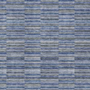 8' X 10' Navy Blue And Denim Blue Striped Washable Indoor Outdoor Area Rug