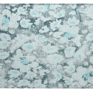 2' X 3' Teal Floral Washable Non Skid Indoor Outdoor Area Rug