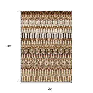 10' X 14' Terra Cotta Beige And Red Southwestern Washable Indoor Outdoor Area Rug