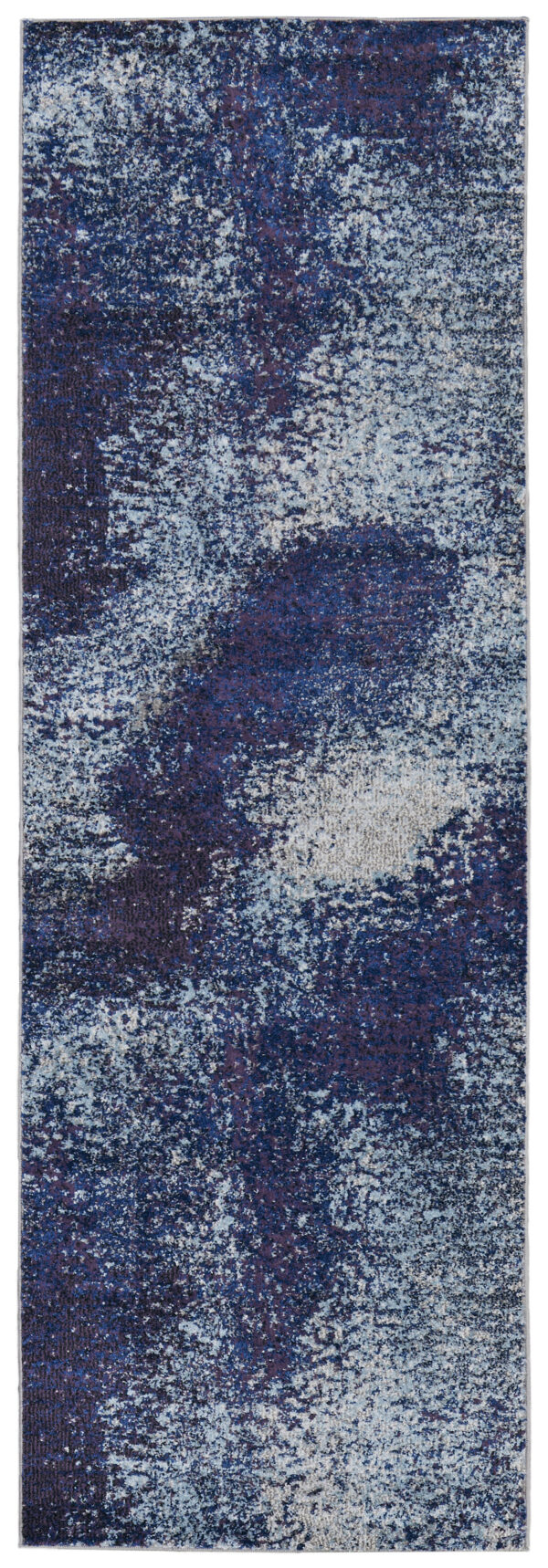 8' Blue and Purple Abstract Power Loom Runner Rug
