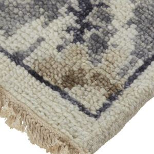 12' X 15' Ivory Gray And Taupe Wool Floral Hand Knotted Stain Resistant Area Rug
