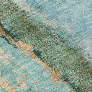 10' X 14' Blue And Gold Abstract Washable Indoor Outdoor Area Rug