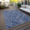 5' X 8' Navy Blue And Sky Blue Paisley Washable Indoor Outdoor Area Rug