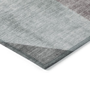 5' X 8' Teal Blue Aqua And Charcoal Abstract Washable Indoor Outdoor Area Rug