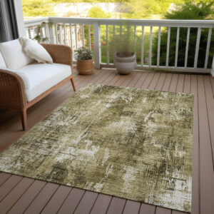 3' X 5' Brown Taupe And Ivory Abstract Washable Indoor Outdoor Area Rug