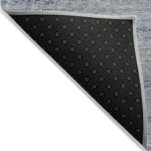 5' X 8' Sky Blue And Navy Blue Abstract Washable Indoor Outdoor Area Rug