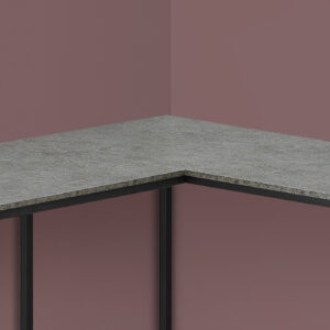 58" Gray and Black Faux Stone Wood And Metal Corner Computer Desk