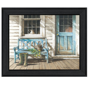 Cheerful Chores Black Framed Print Wall Art