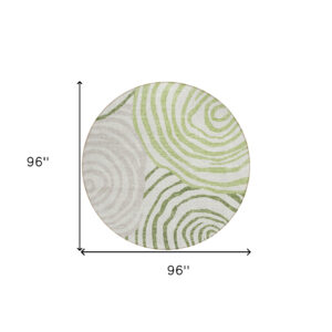 8' Artichoke Green And Fern Green Round Abstract Washable Indoor Outdoor Area Rug